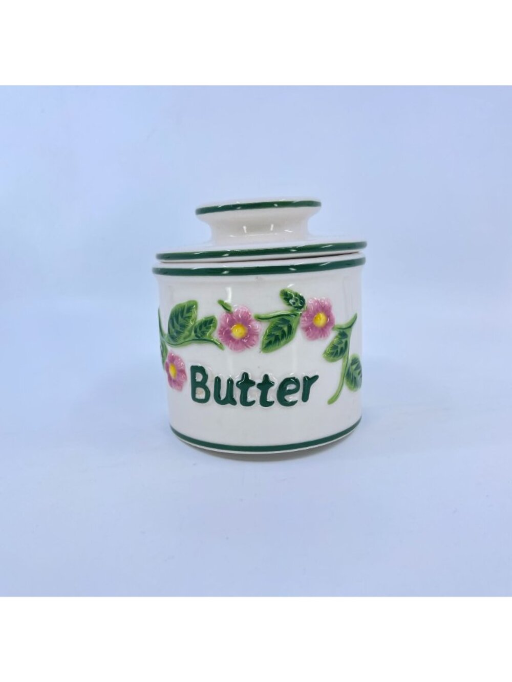 vintage fresh and creamy butter bell with floral embossed design french country - Picture 3 of 7